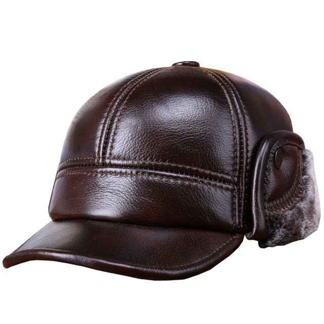 %100 Leather Brown Cap