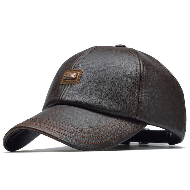 %100 Leather Black Cap