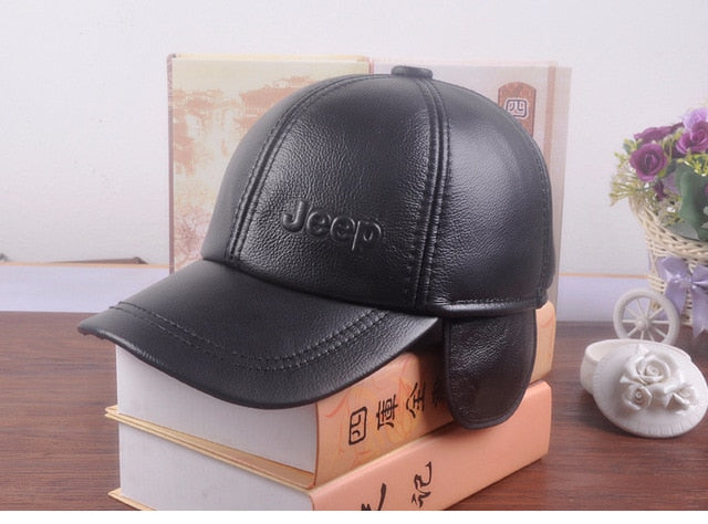 %100 Leather Brown Jeep Cap
