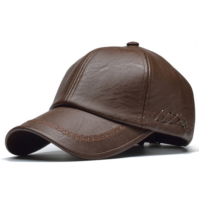 %100 Leather Brown Cap