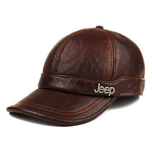Load image into Gallery viewer, %100 Leather Brown Jeep Cap
