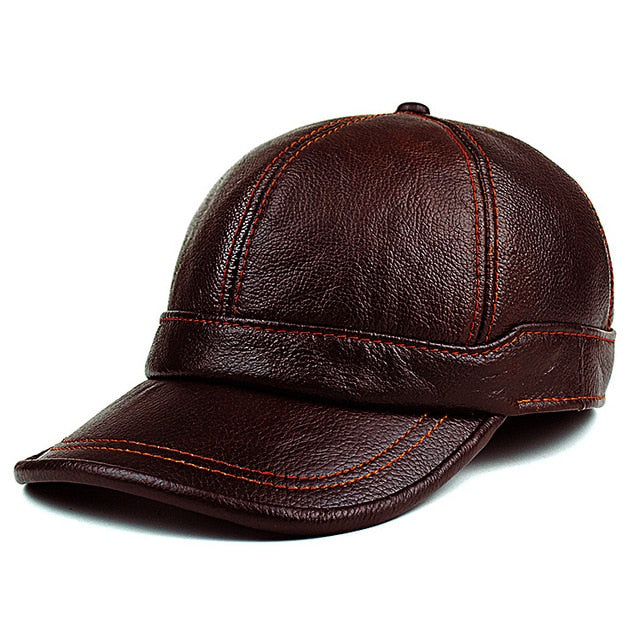 %100 Leather Brown Jeep Cap