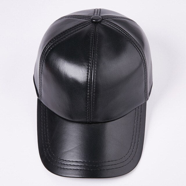 %100 Leather Black Cap